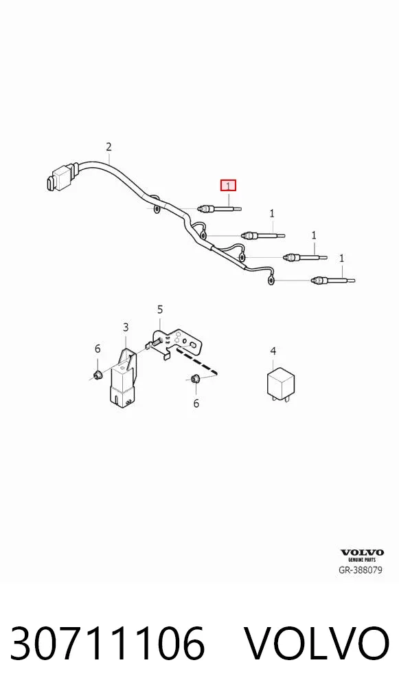 Bujía de precalentamiento 30711106 Volvo
