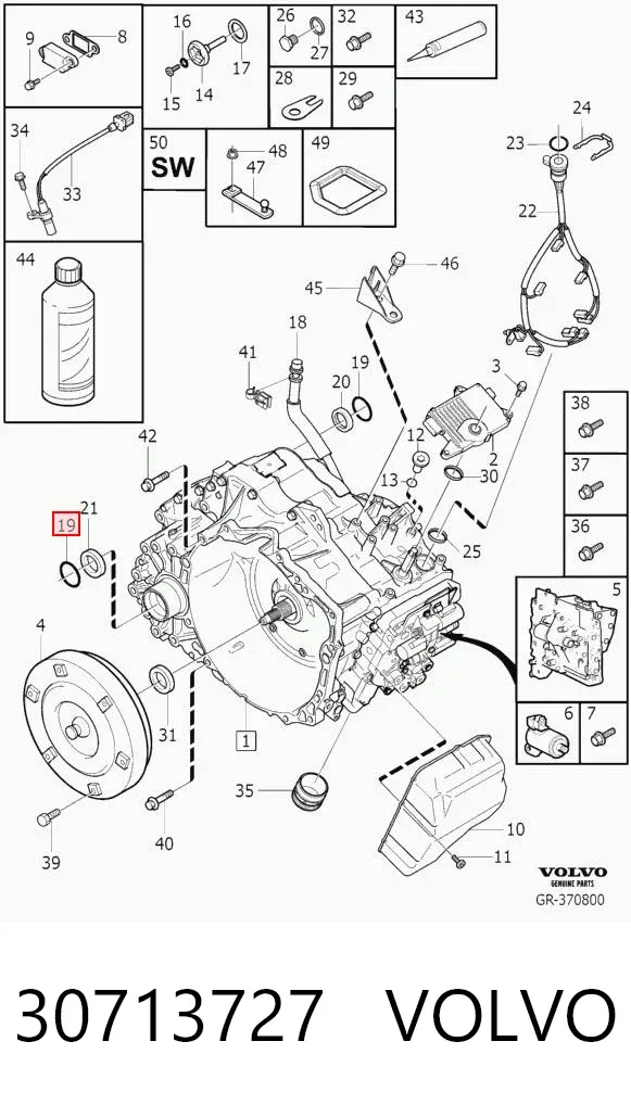 Junta del cárter de aceite de la caja de cambios 30713727 Volvo