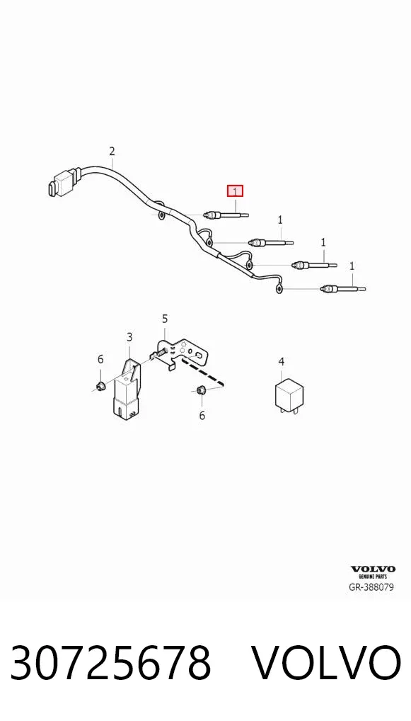 Bujía de precalentamiento 30725678 Volvo
