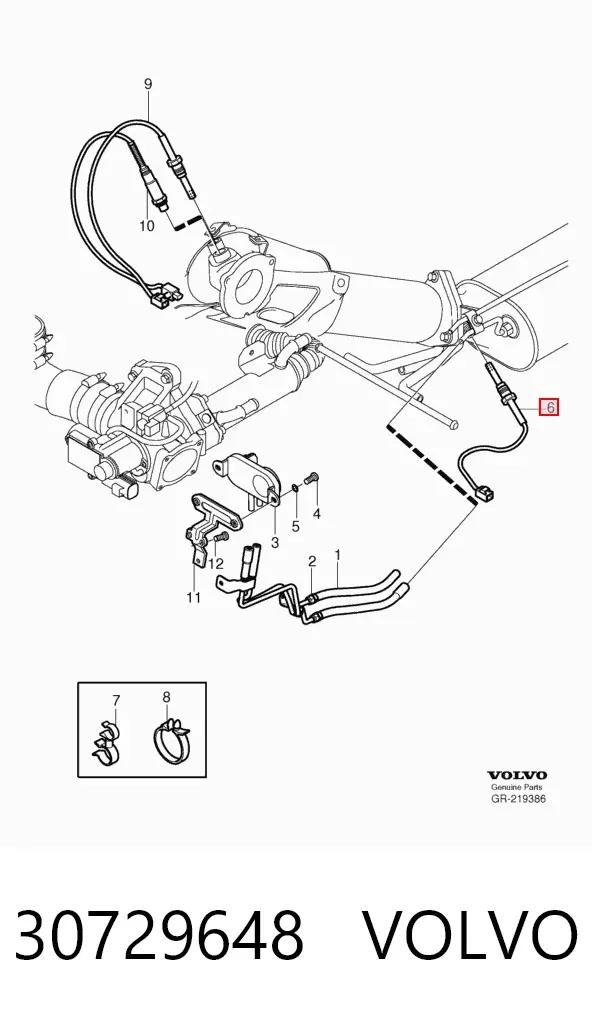 Sensor de temperatura de gases de escape antes del filtro de partículas 30729648 Volvo
