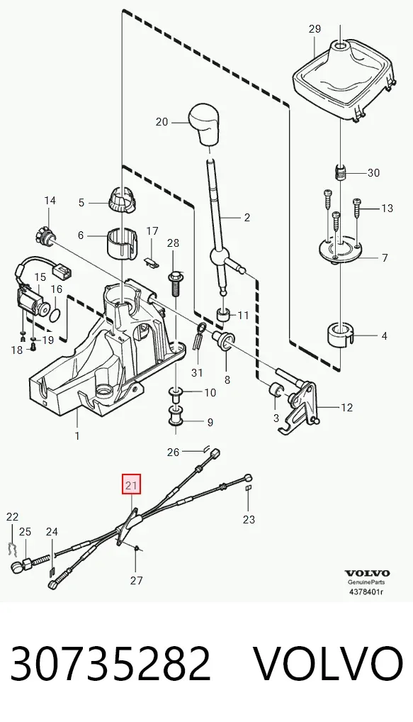 Cable de caja de cambios 30735282 Volvo
