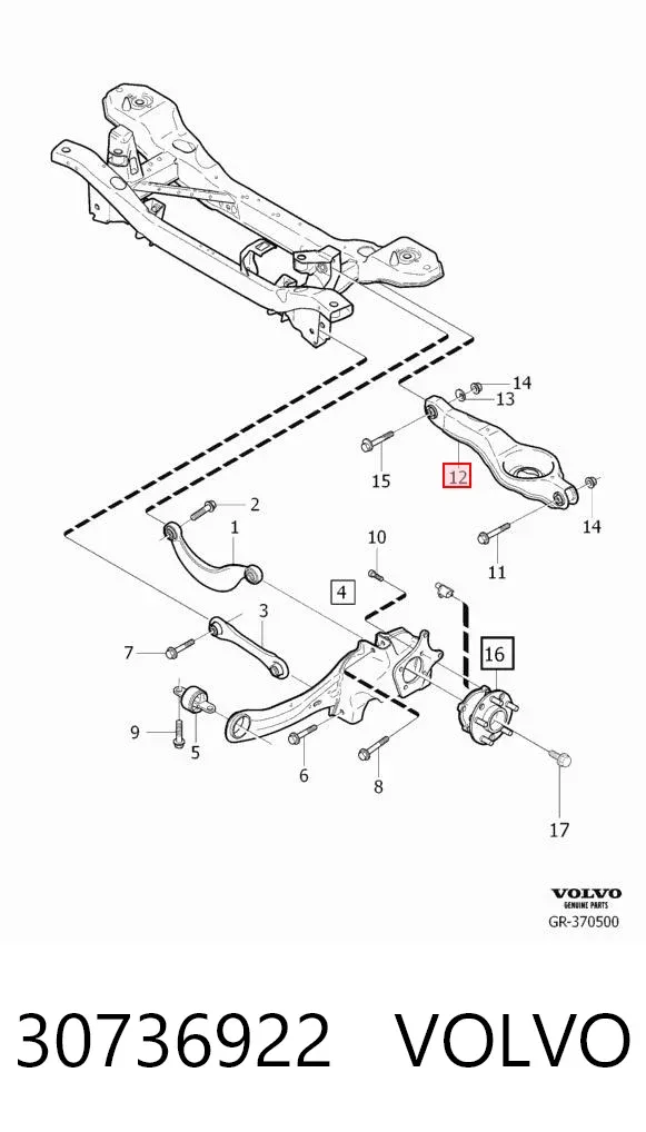 Brazo inferior trasero izquierdo/derecho 30736922 Volvo