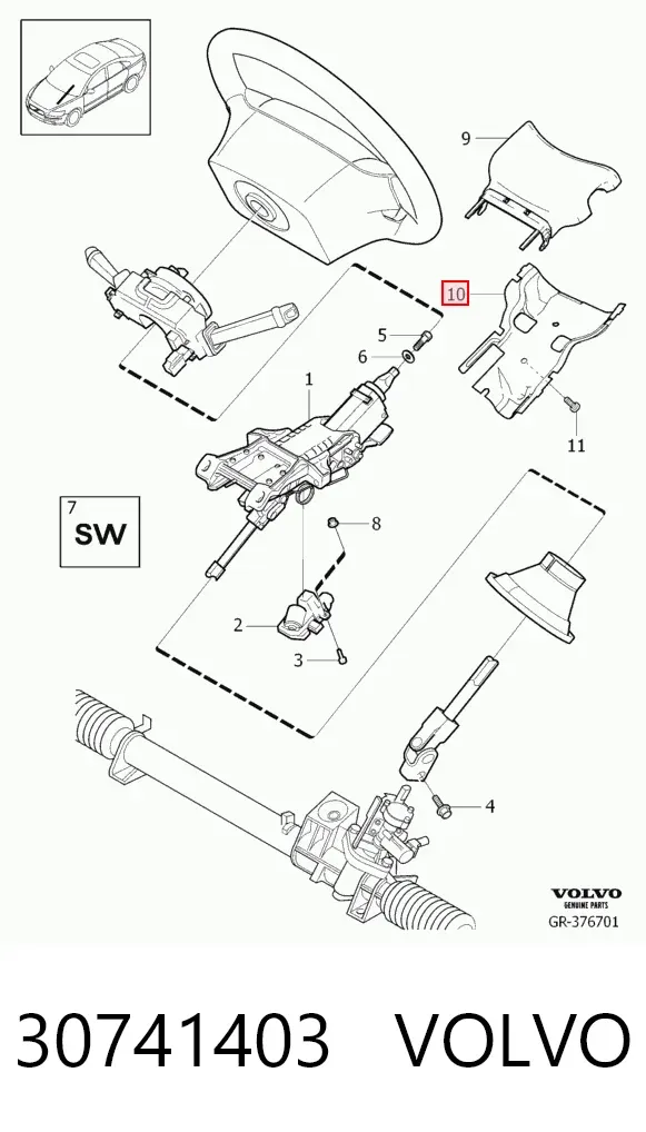 Columna dirección 30741403 Volvo