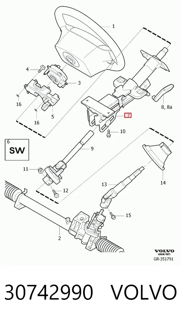 Columna dirección 30742990 Volvo