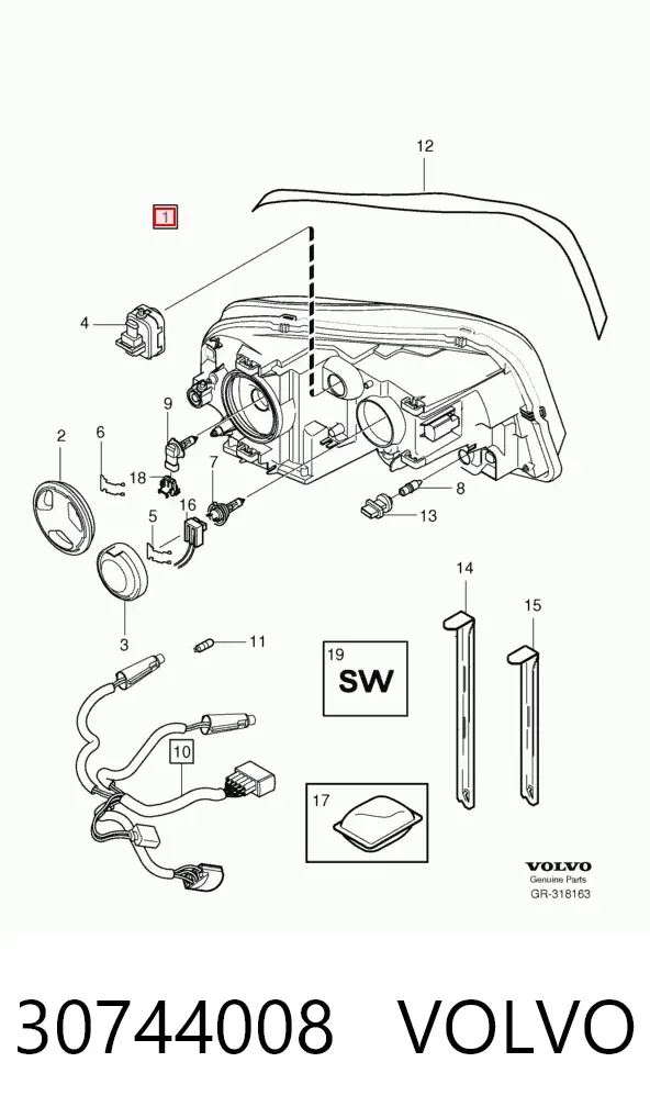 Faro derecho 30744008 Volvo
