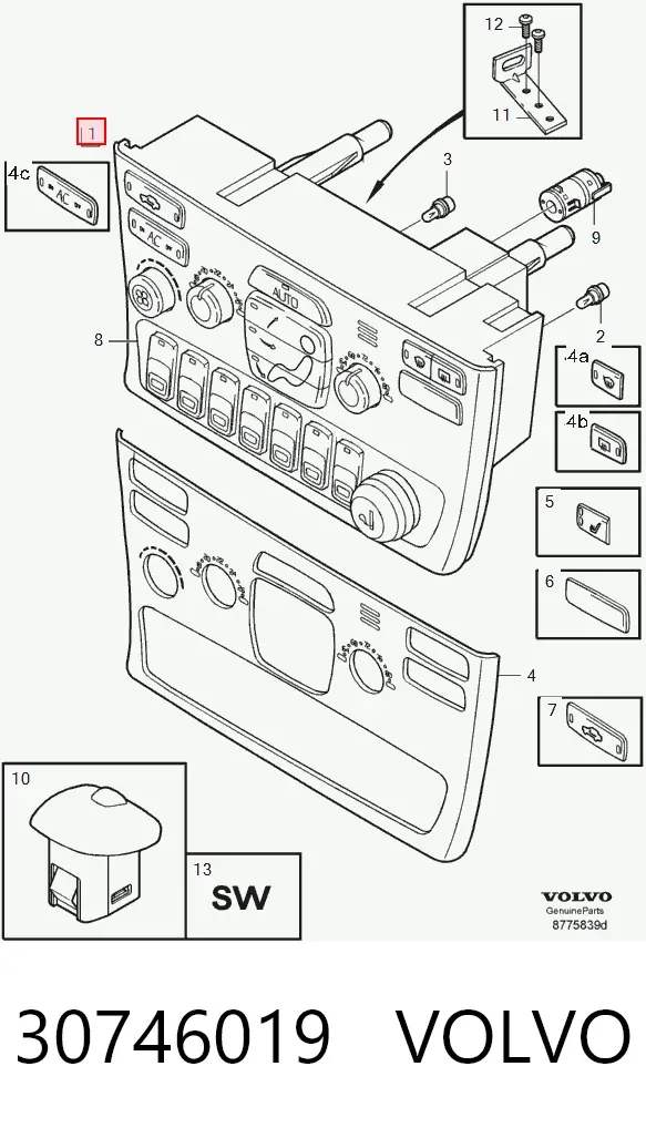 Unidad de control aire acondicionado Volvo S80 I