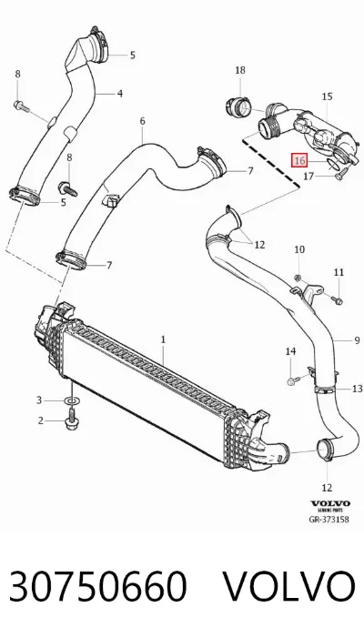 Anillo del conducto de aire de sobrealimentación VOLVO 30750660