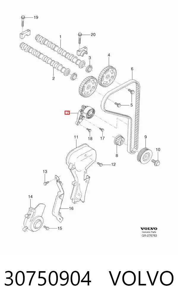 Tensor, correa de distribucion 30750904 Volvo