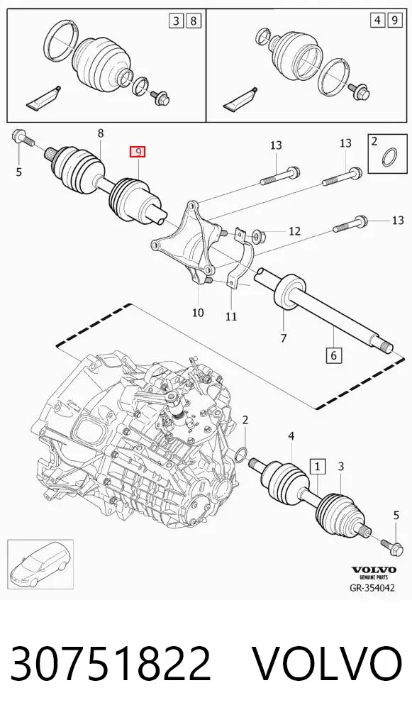 Fuelle de semieje delantero interior 30751822 Volvo