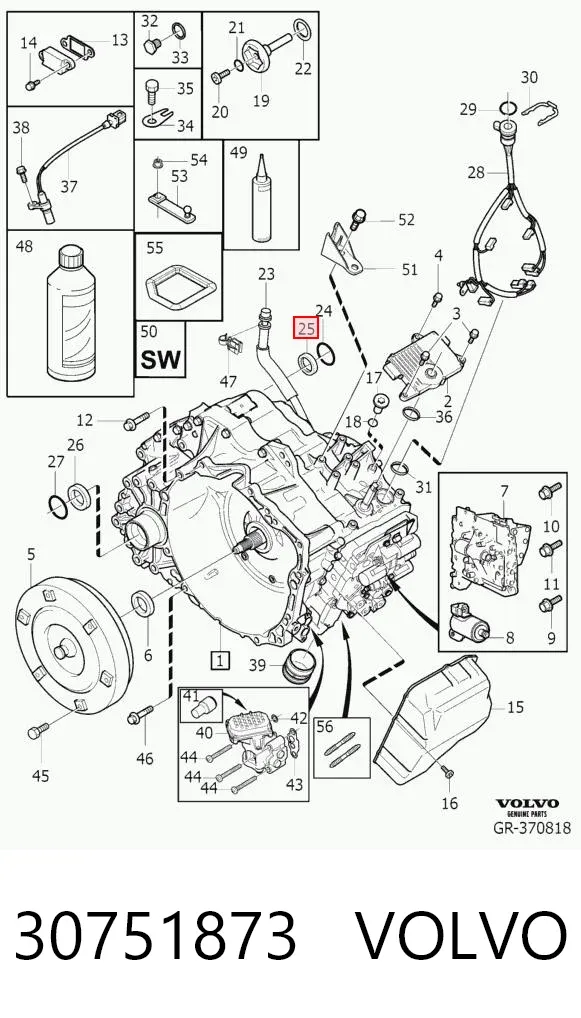 Retén del semieje delantero izquierdo 30751873 Volvo