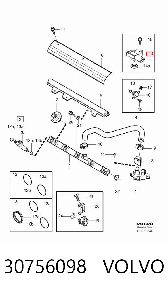 Sensor de presión del colector de admisión 30756098 Volvo