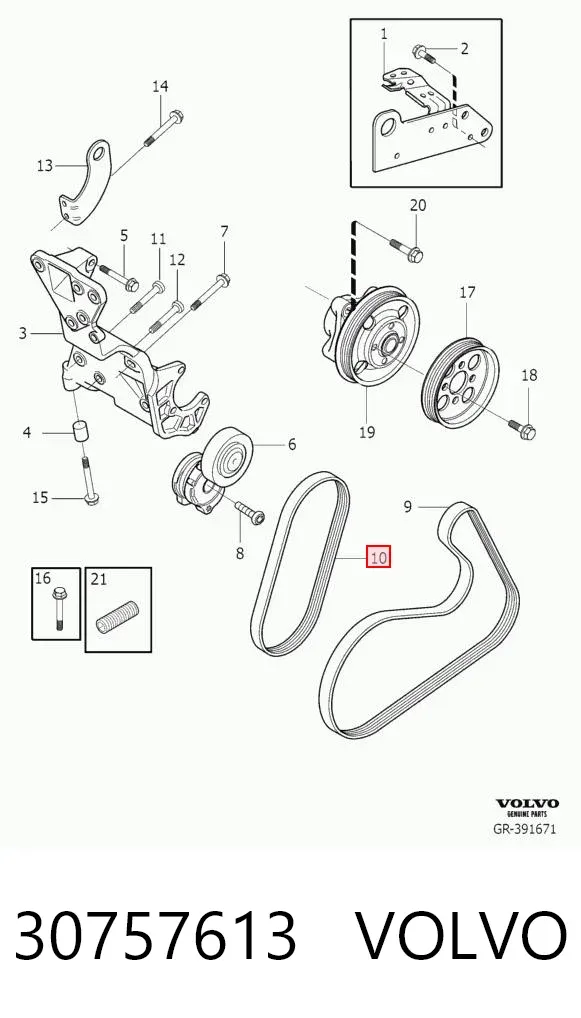 Correa de alternador 30757613 Volvo