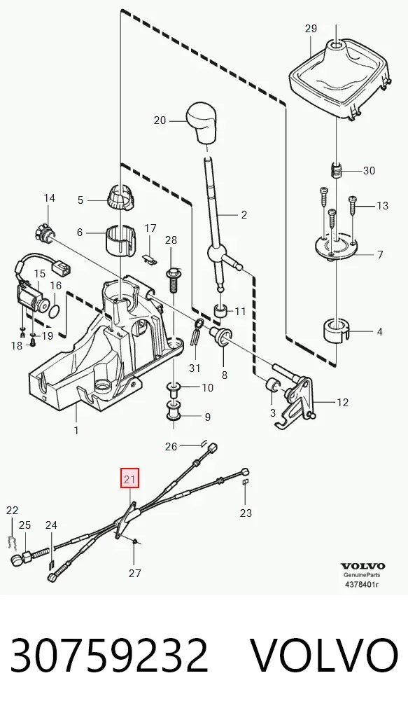 Cable de caja de cambios 30759232 Volvo