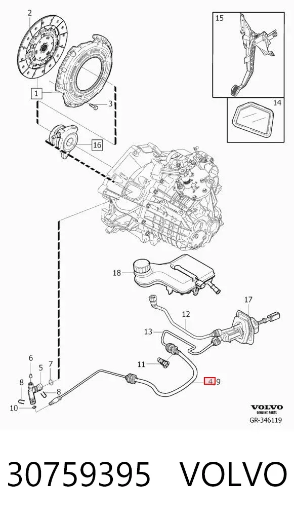 Latiguillo de embrague 30759395 Volvo
