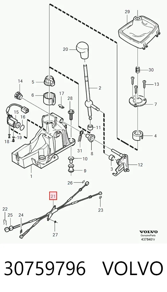 Cable de caja de cambios 30759796 Volvo