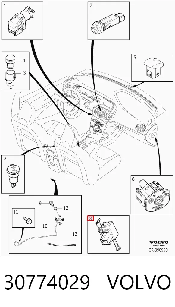 Interruptor de embrague 30774029 Volvo