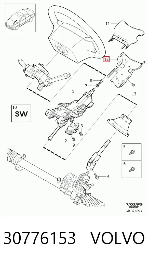 Columna dirección 30776153 Volvo