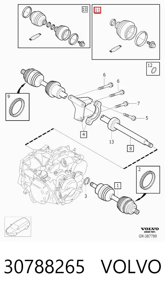 Fuelle de palier delantero exterior 30788265 Volvo