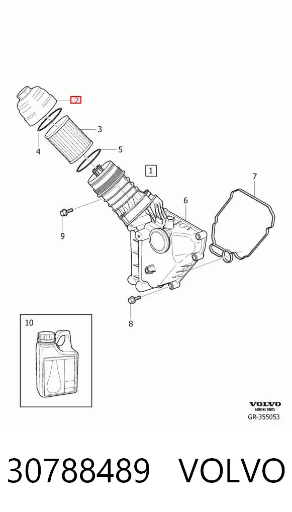 Tapa del filtro de aceite 30788489 Volvo