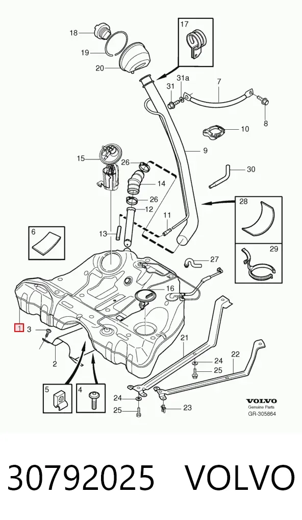Depósito de gasolina 30792025 Volvo