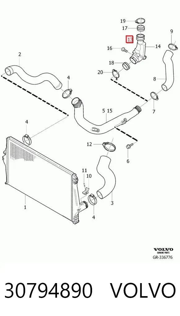Tubo intercooler 30794890 Volvo