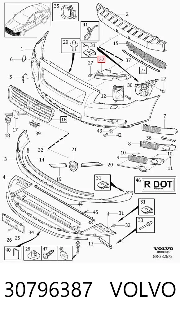 Soporte de parachoques delantero izquierdo 30796387 Volvo
