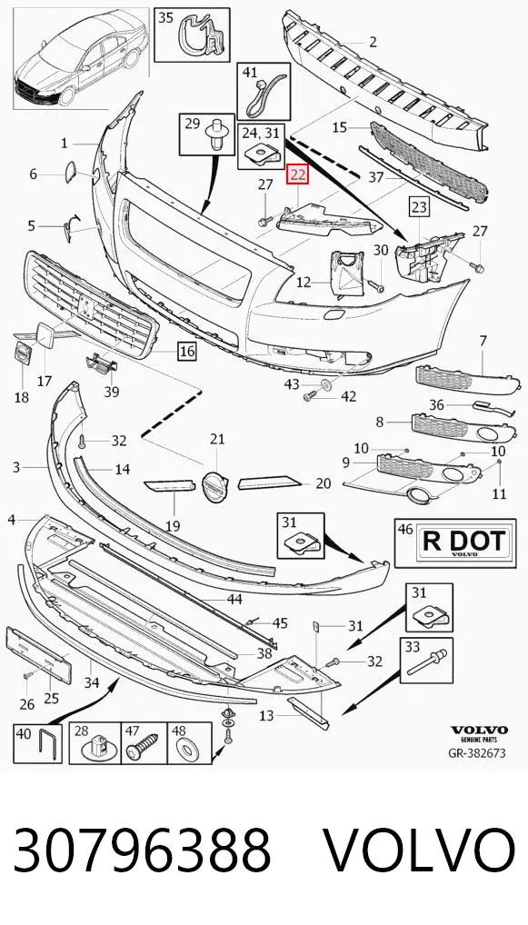 Soporte de parachoques delantero derecho 30796388 Volvo