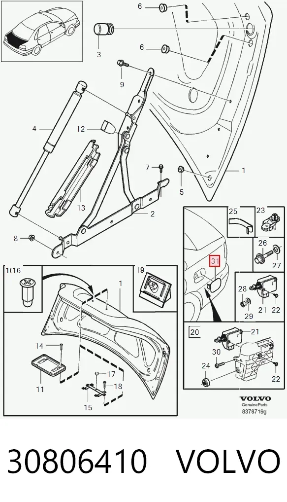 Tapa de la gasolina 30806410 Volvo