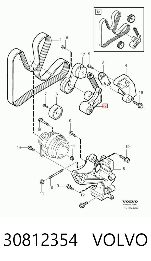 Tensor de correa poli V 30812354 Volvo