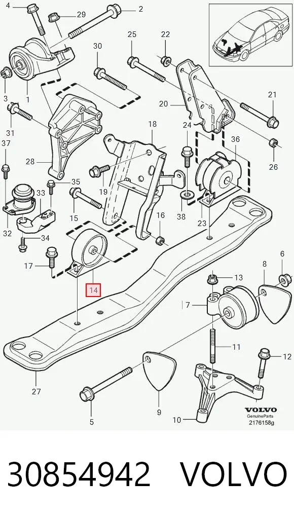 Soporte de motor delantero 30854942 Volvo