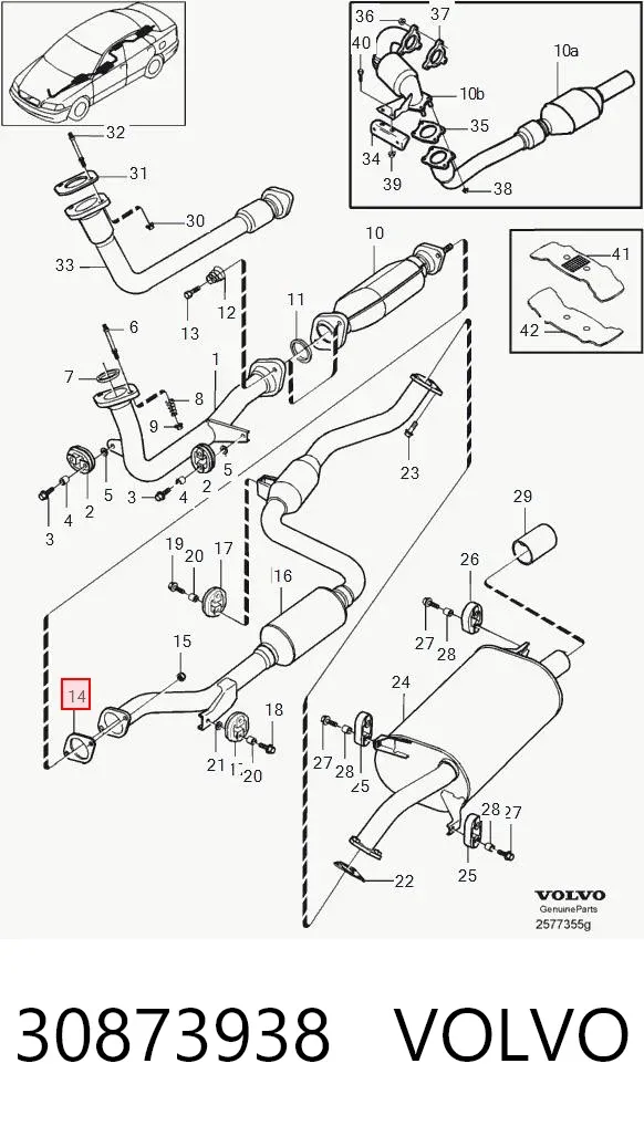 Junta de escape 30873938 Volvo