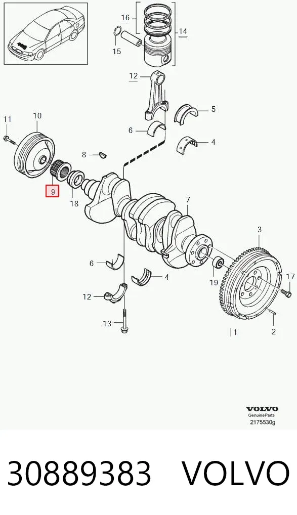 Piñón del cigüeñal 30889383 Volvo