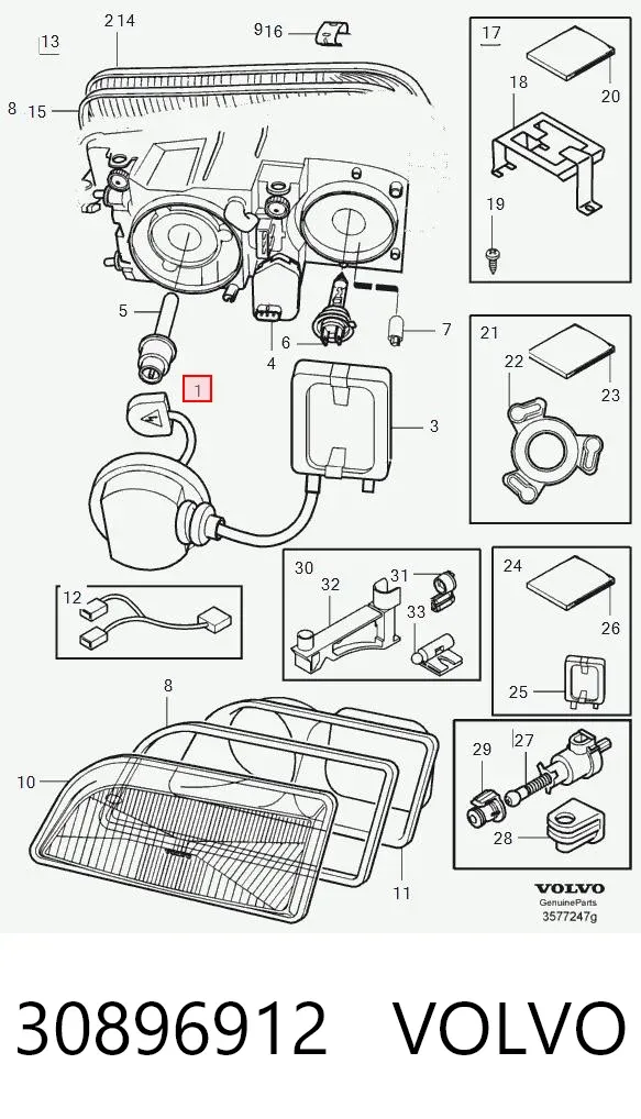 Faro derecho 30896912 Volvo