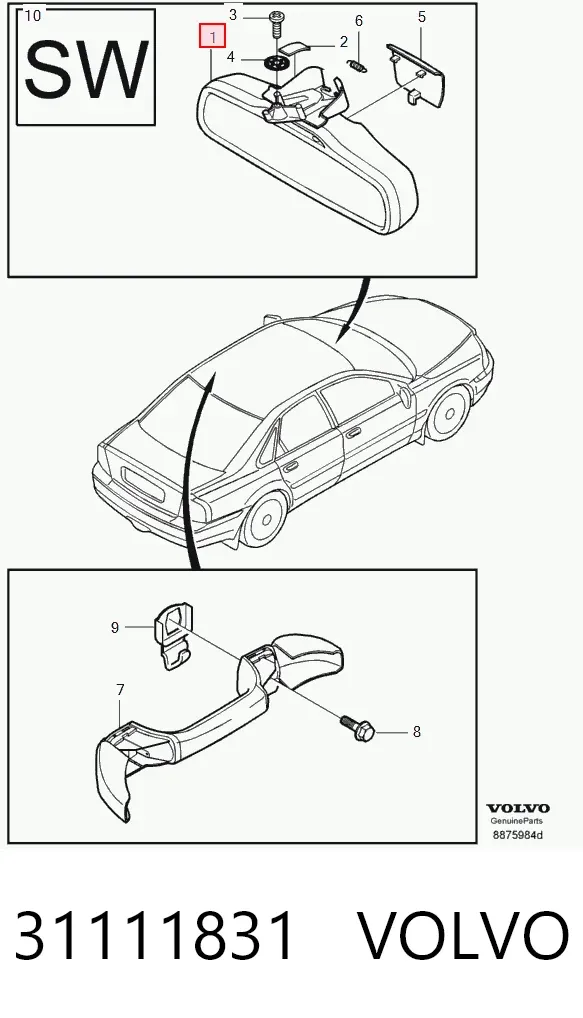 Espejo interior 31111831 Volvo
