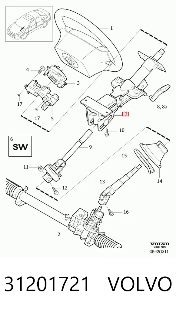 Columna dirección 31201721 Volvo