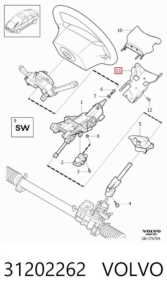 Columna dirección 31202262 Volvo