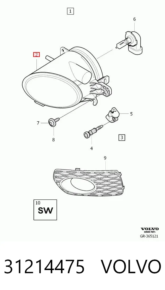 Luz antiniebla izquierdo 31214475 Volvo