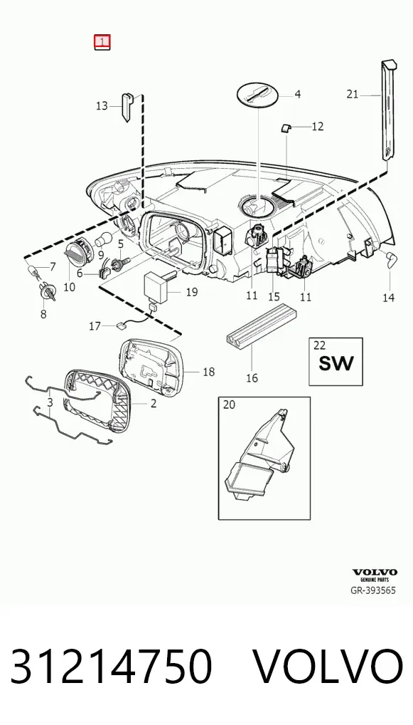 Faro izquierdo 31214750 Volvo