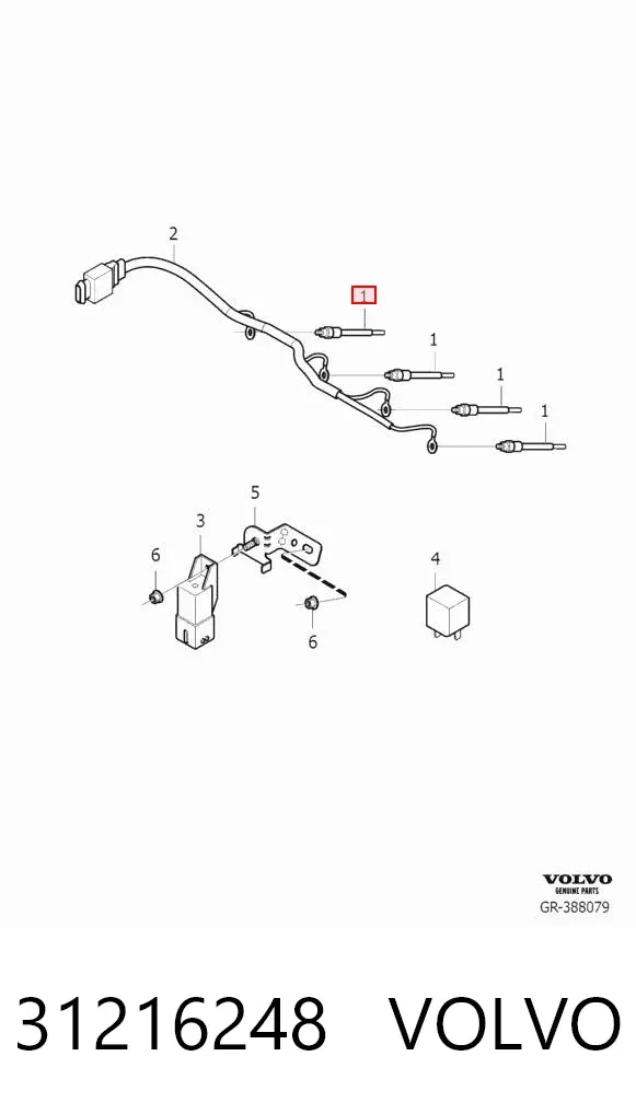 Bujía de precalentamiento 31216248 Volvo