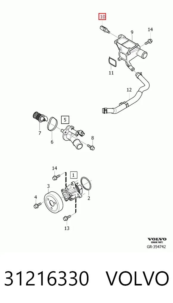 Sensor de temperatura 31216330 Volvo