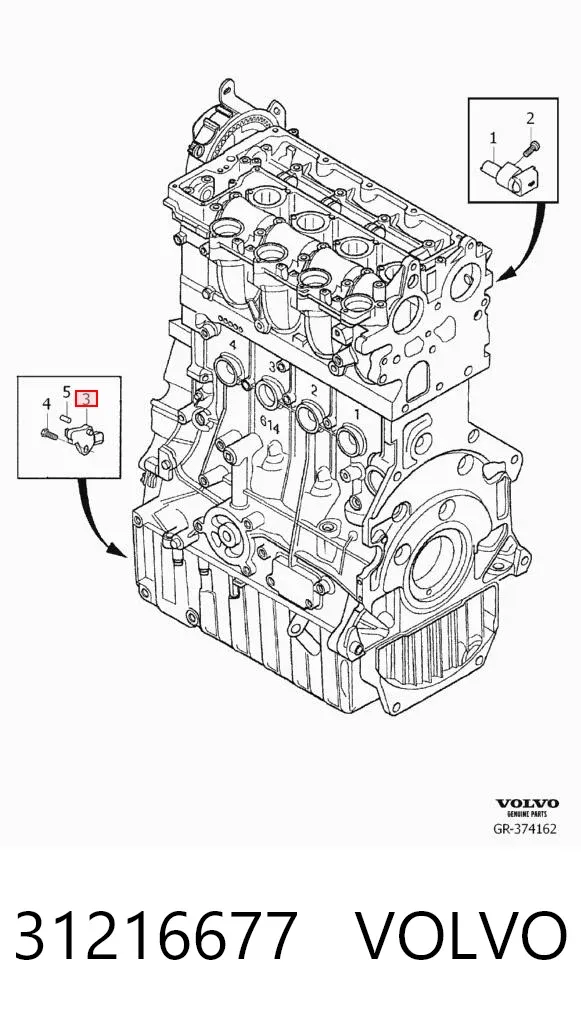 Sensor de cigüeñal 31216677 Volvo