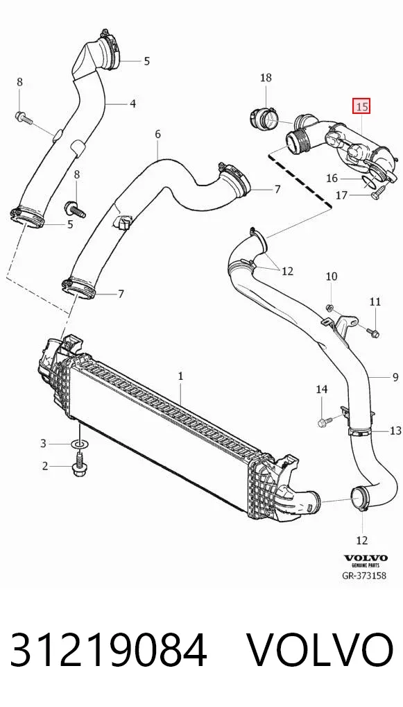 Tubo intercooler 31219084 Volvo