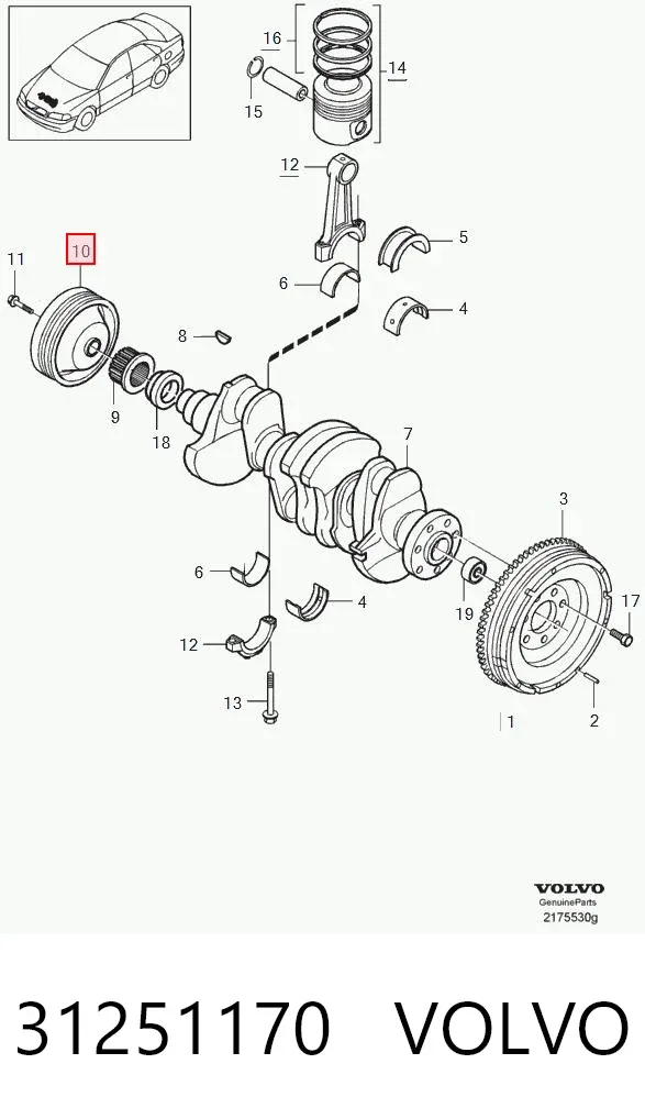 Polea de cigüeñal 31251170 Volvo