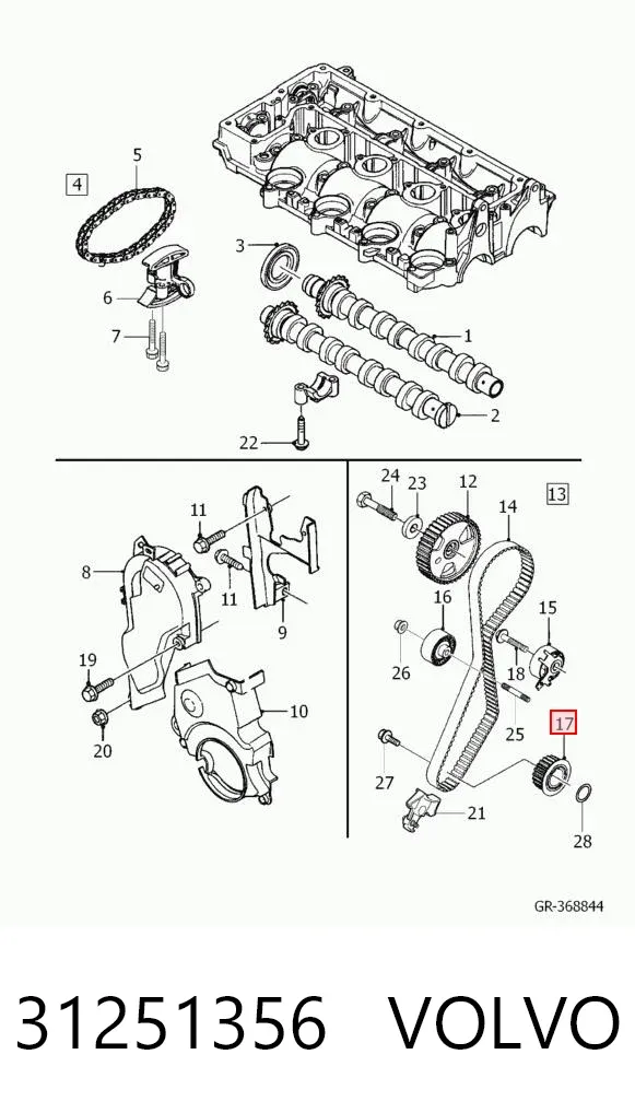 Piñón del cigüeñal 31251356 Volvo