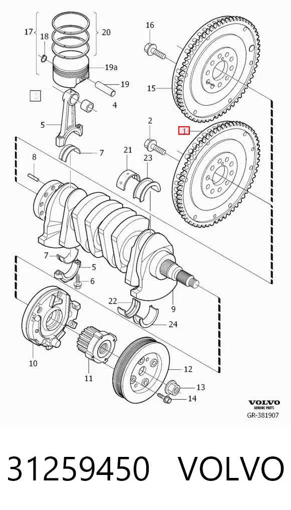 Volante motor 31259450 Volvo