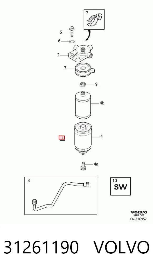 Filtro de combustible 31261190 Volvo
