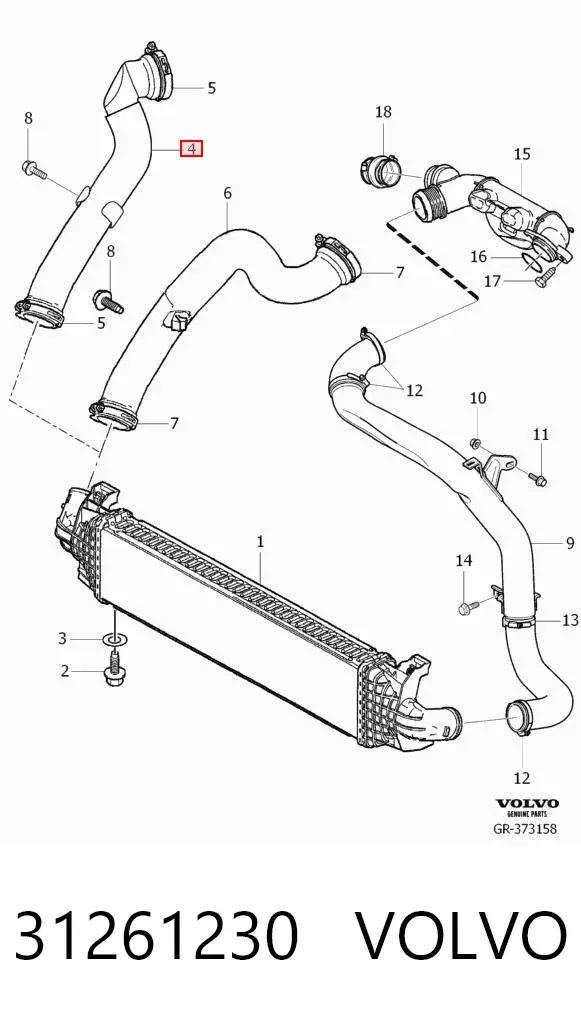 Tubo intercooler 31261230 Volvo