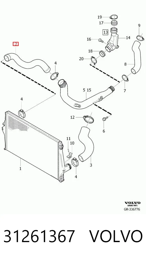 Tubo intercooler 31261367 Volvo