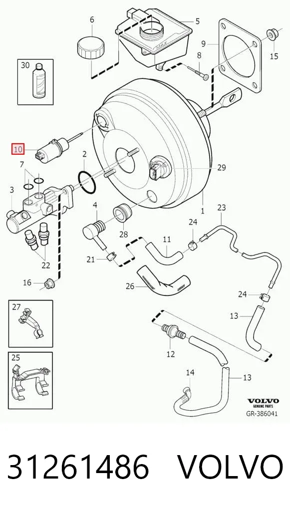 Válvula del servofreno 31261486 Volvo