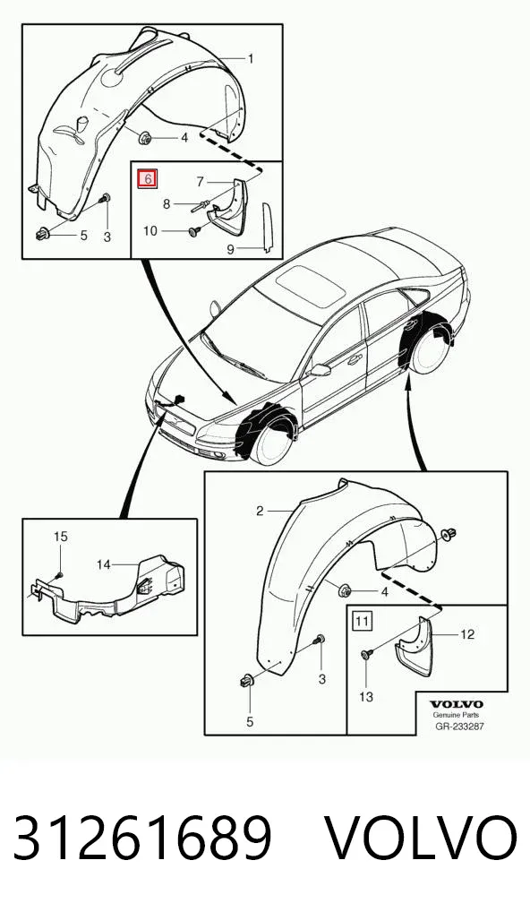 Guardabarros delanteros 31261689 Volvo